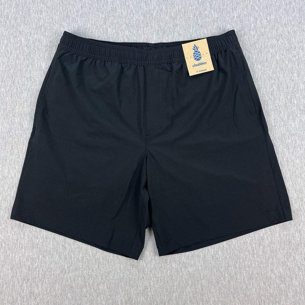 Chubbies Secret Agent Athlounger Shorts Mens L Black 7" Inseam Lined NEW